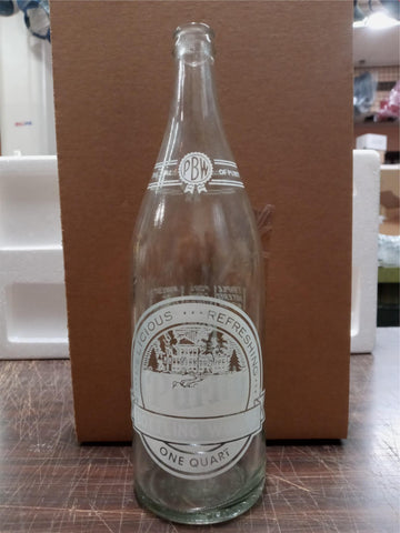 Vtg Retro Clear Glass Soda Bottle PBW One Quart 32 FL OZ ACL Manor Pennsylvania