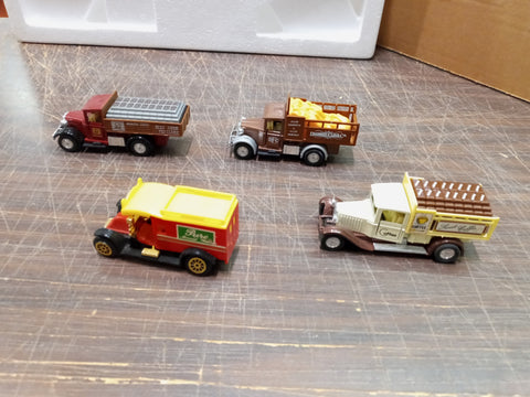 Vtg 4 Diecast Trucks Sweet Coffee Mark Cement Diamond Flour & Pure Mineral Water