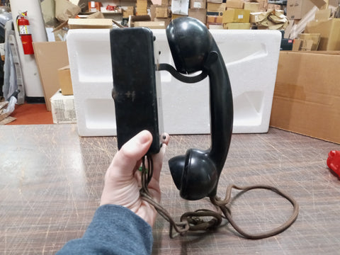 Vtg Kellogg Telephone Switchboard & Supply CO Wall Mount Phone receiver & Wires