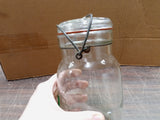 Vtg Quart Sized Clear Glass Mason Storage Jar Atlas E-Z Seal W Wire Bale Top