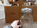 Vtg Quart Sized Clear Glass Mason Storage Jar Atlas E-Z Seal W Wire Bale Top