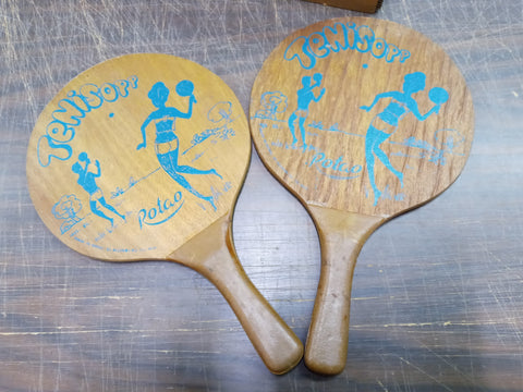 Vtg Tenisopp Rotao Wooden Beach Racquets Tennis Ping Pong Table Paddles Sports
