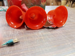 Vtg 1950s Miller Christmas 3 Red Bell Lights W Leaves & Bow Decorative Holiday