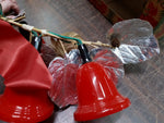 Vtg 1950s Miller Christmas 3 Red Bell Lights W Leaves & Bow Decorative Holiday