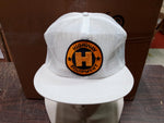 Vtg Highway Equipment White Mesh Trucker Hat W Gold & Black Logo Louisville KY