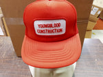 Youngblood Construction Mesh Trucker Cap Red W White Patch Logo Snapback M/L