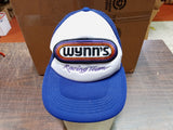 Vtg Wynns Racing Team Purple & White Patch Logo Snapback Mesh Trucker Hat OS