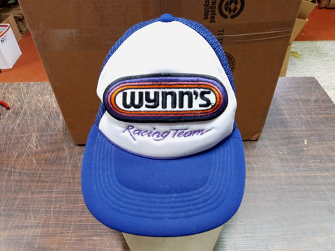 Vtg Wynns Racing Team Purple & White Patch Logo Snapback Mesh Trucker Hat OS