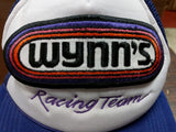 Vtg Wynns Racing Team Purple & White Patch Logo Snapback Mesh Trucker Hat OS