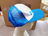 Vtg Curtis Blue & White Mesh Snapback Trucker Hat USA Atlas OS Adjustable Cap