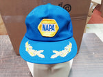 Vtg NAPA Blue & Gold Egg Scramble Mesh Snapback Trucker Hat Louisville MFG USA