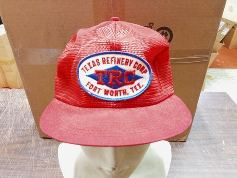 Vtg Texas Refinery Corp Fort Worth Texas Red & White Patch Mesh Trucker K-Brand