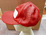 Vtg Barbaro Bolt & Nut Hat Red & White Patch Mesh Trucker Snapback OS ASI-7624