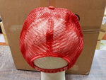 Vtg Barbaro Bolt & Nut Hat Red & White Patch Mesh Trucker Snapback OS ASI-7624