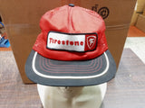 Vtg Firestone Red & Black Patch Logo 80S Snapback Trucker Mesh Swingster OS USA