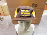 Vtg Clothing 90S Fiatallis Brown & Gold Patched Mesh Snapback Trucker Hat Cap