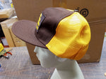 Vtg Clothing 90S Fiatallis Brown & Gold Patched Mesh Snapback Trucker Hat Cap