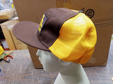 Vtg Clothing 90S Fiatallis Brown & Gold Patched Mesh Snapback Trucker Hat Cap