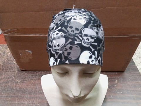 Zan Headgear Helmet Liner Beanie Skull Black & Gray Skulls Motorcycle Apparel