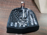 Hot Leather Flag Skull Sublimated Motorcycle Beanie Gray White Apparel Accessory