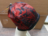 Hot Leather Knit Hat Over The Top Red & Black Skull Sublimated Motorcycle Beanie