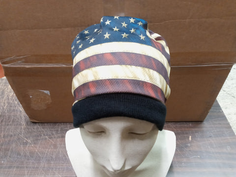 Hot Leather Knit Beanie American Flag Sublimated Motorcycle Apparel & Accessory