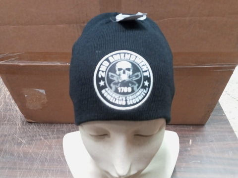 Hot Leather Knit Black 2ND Amendment 1789 Motorcycle Beanie Apparel Accessory