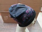 Hot Leather Knit Hat Sublimated Sugar Skull Paisley Beanie Motorcycle Apparel