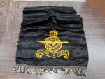 Vtg Royal Air Force Kitchen Table Runner Black & Gold Silk Fringed Decoration
