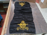 Vtg Royal Air Force Kitchen Table Runner Black & Gold Silk Fringed Decoration