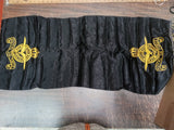 Vtg Royal Air Force Kitchen Table Runner Black & Gold Silk Fringed Decoration