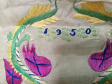 Vtg 1950 Pusan Korea Table Runner Handstitched Double Dragon Artwork Collectible