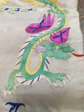 Vtg 1950 Pusan Korea Table Runner Handstitched Double Dragon Artwork Collectible