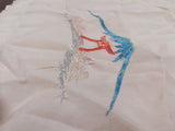 Vtg Japanese Handstitched Scarf/Table Runner Blue & Pink Design Mountain Symbol