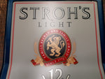Vtg Strohs Light 1989 Lighted Beer Clock Sign Plastic Unique Shape Man Cave Sign