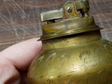Vtg Brass Hand Hammered Tabletop Lighter 4 1/2 Inch Stamped India Japan No Top