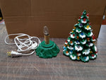 Vtg Christmas Nowell's 1990 Green W Snow Tipped Tree Branches & Base Lighted 7IN