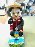 Vtg Working 1950's Battery Operated Fishing Panda Bear Tin Litho Toy Japan