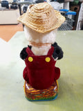 Vtg Working 1950's Battery Operated Fishing Panda Bear Tin Litho Toy Japan