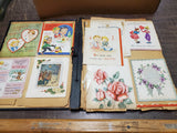 Vtg Scrap Book Filled W Assorted Cards Newspaper Clippings & Postcards 1930'S?