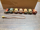 Vtg 1950'S Playskool Wooden Jointed Roller Caterpillar Colorful Hinged Pull Toy