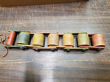 Vtg 1950'S Playskool Wooden Jointed Roller Caterpillar Colorful Hinged Pull Toy