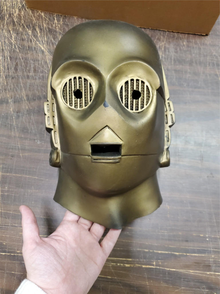 c3po motorcycle helmet Vtg Star Wars Don Post C-3PO Golden Latex Mask 20TH Century Fox Film C – cyclewarehouse.online