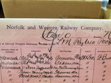 Vtg Nov 1902 Norfolk & Western Railway Freight Delivery Destination & Signatures