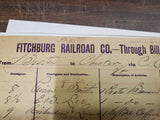 Vtg 1891 Fitchburg Railroad Through-Bill Consignee Destination & Articles Paper