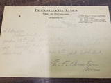 1912 Pennsylvania Lines Telegram Handwritten Typed  Portsmouth Freight Train