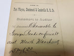Vtg Fort Wayne Cincinnati & Louisville RR May 2,1889 Form 66 Signature & Payment