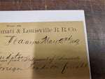 Vtg Fort Wayne Cincinnati & Louisville RR May 2,1889 Form 66 Signature & Payment