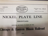 Vtg 1909 Nickel Plate Line Percentages West Shore RR NY Central & Hudson River E