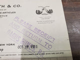 Vtg Oct 1921 WM Demuth & CO Manufacturers Of Pipes & Smokers Articles Receipt